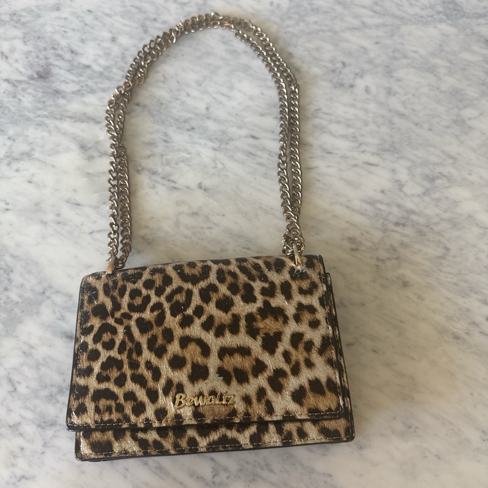 Brown Leopard Print Chain Bag